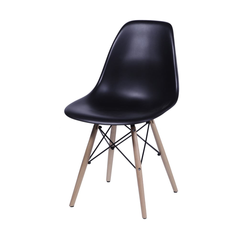 Cadeira Eiffel Eames com Base em Madeira Preta