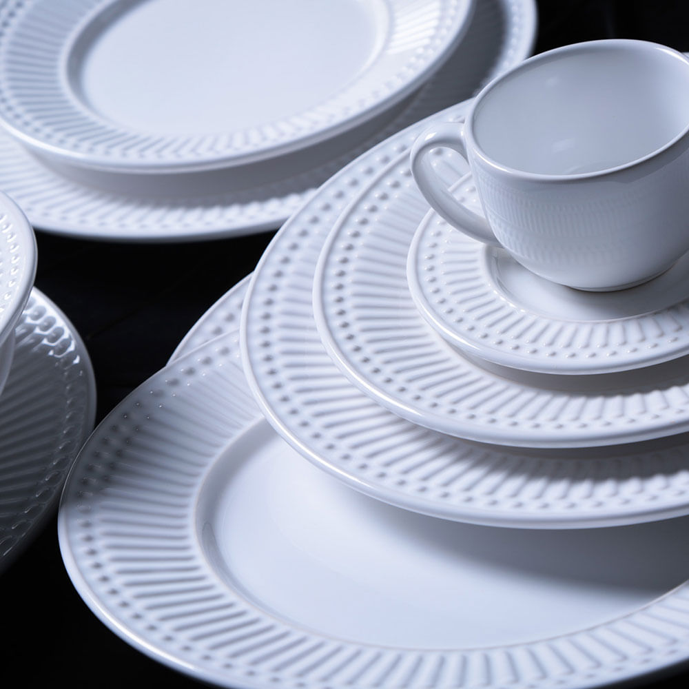 Jogo com 6 Pratos Raso Roma Branco - Imagem 2