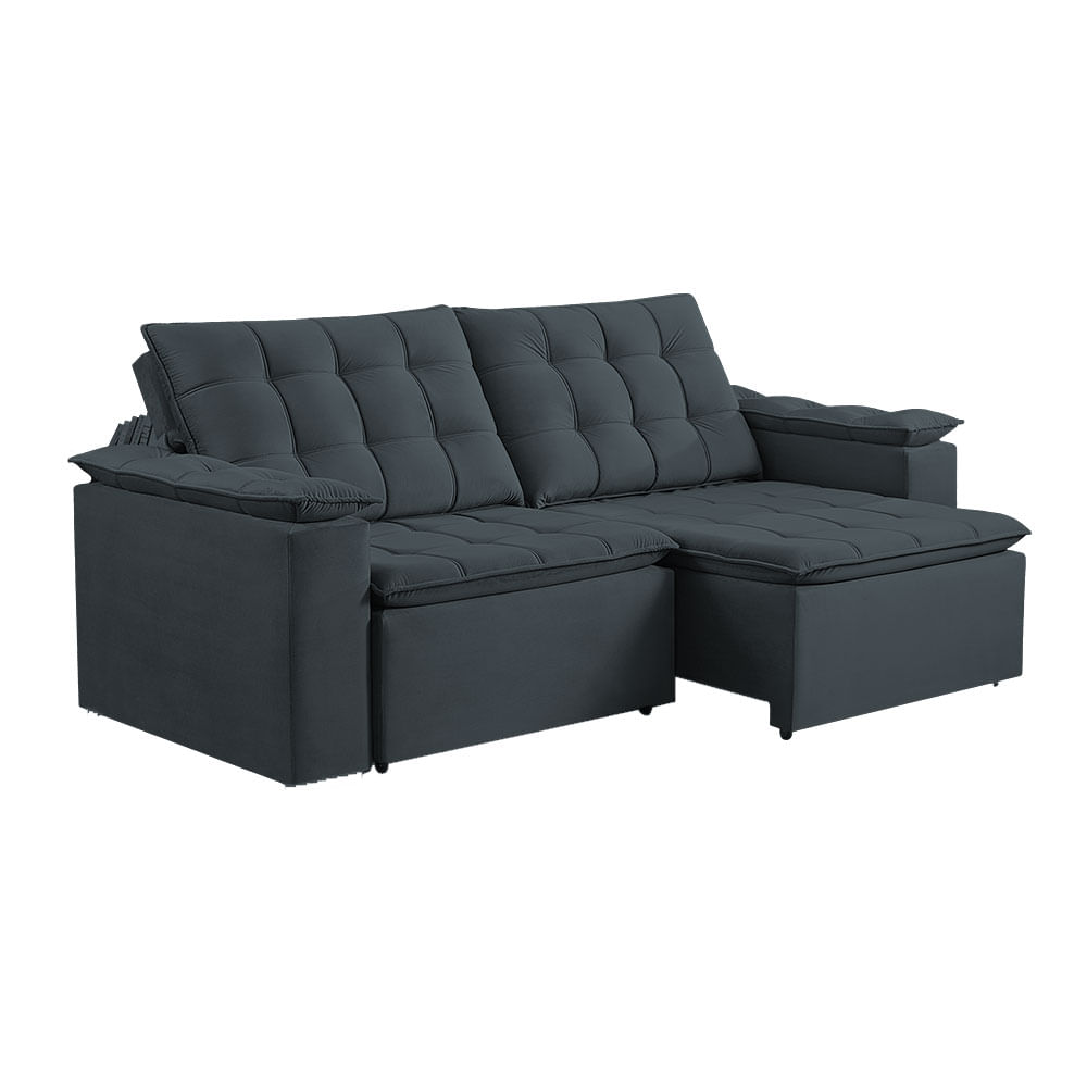 Sofá Sintra Retrátil e Reclinável Grafite - 1,80m - Imagem 2