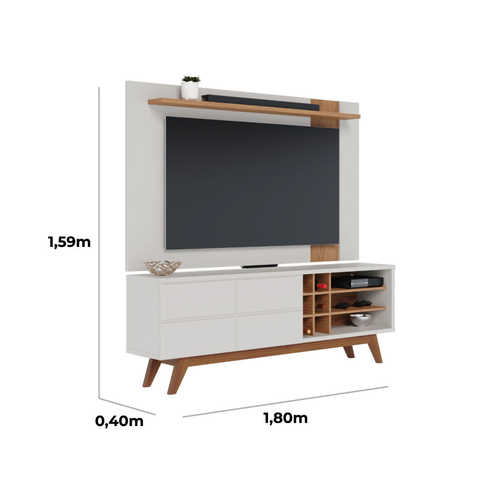 Rack com Painel para TV Antlia Freijó e Off White - 1,80m | Openbox2