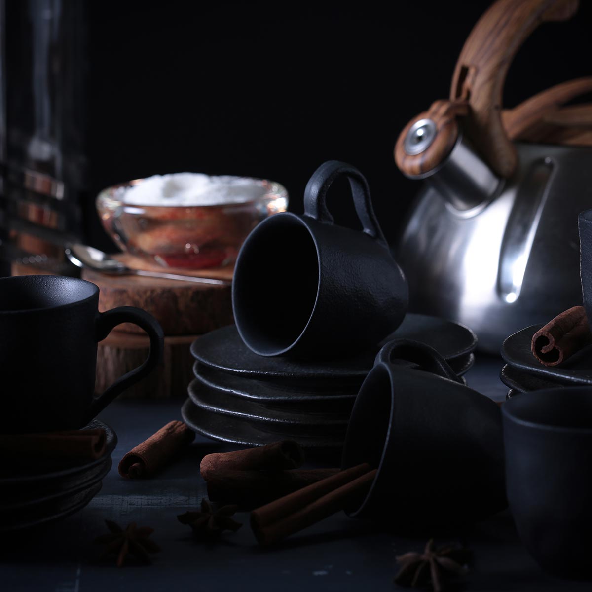 Conjunto com 6 Xícaras de Café com Pires Orgânico Carbon 120ml - Imagem 2