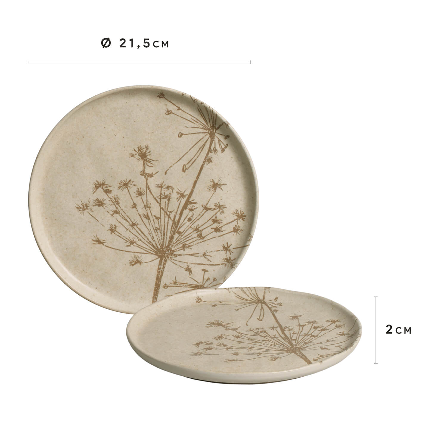 Conjunto com 6 Pratos de Sobremesa Bio Stoneware Cyperus Ø21,5cm - Imagem 2