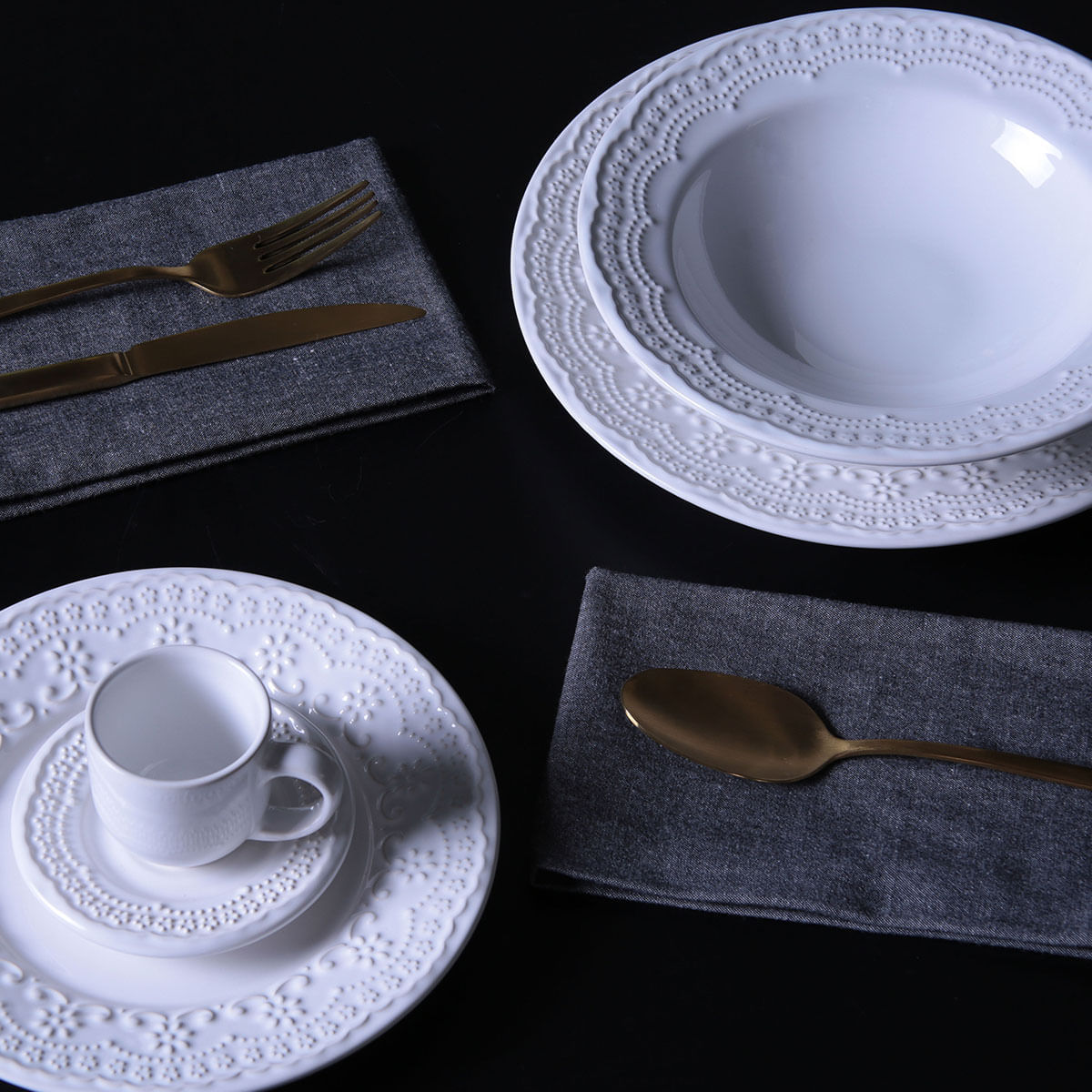 Conjunto com 6 Xícaras de Café com Pires Madeleine Branco 72ml - Imagem 3