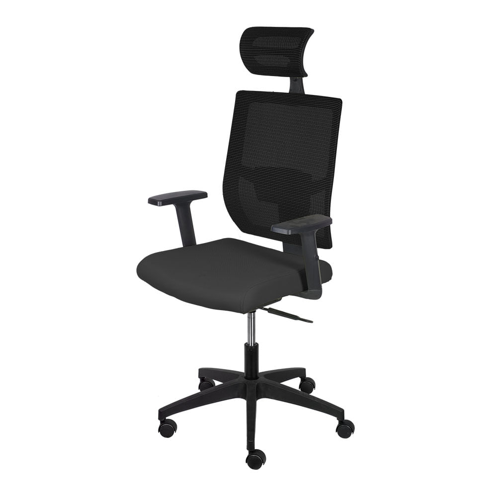 Cadeira Office Tela Alta Preta com Base Rodizio
