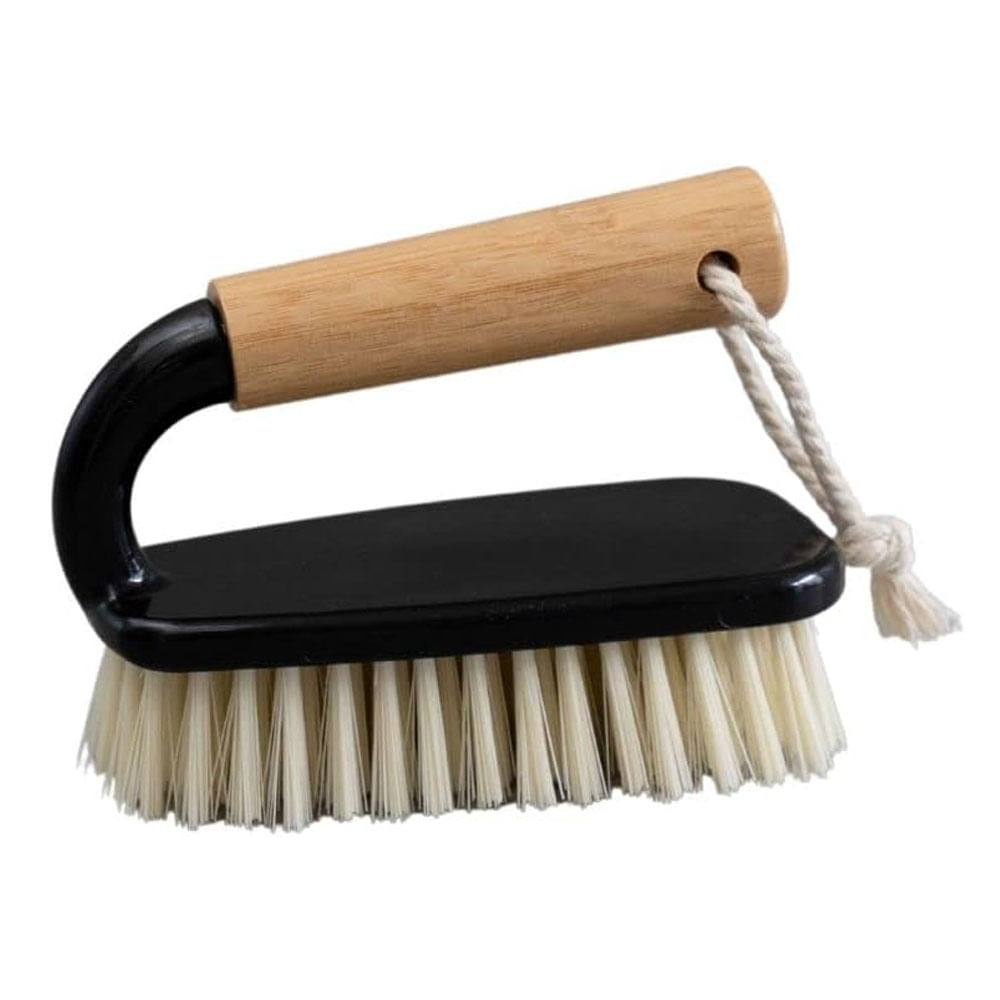 Escova de Limpeza Multiuso com Cabo de Bambu Preto