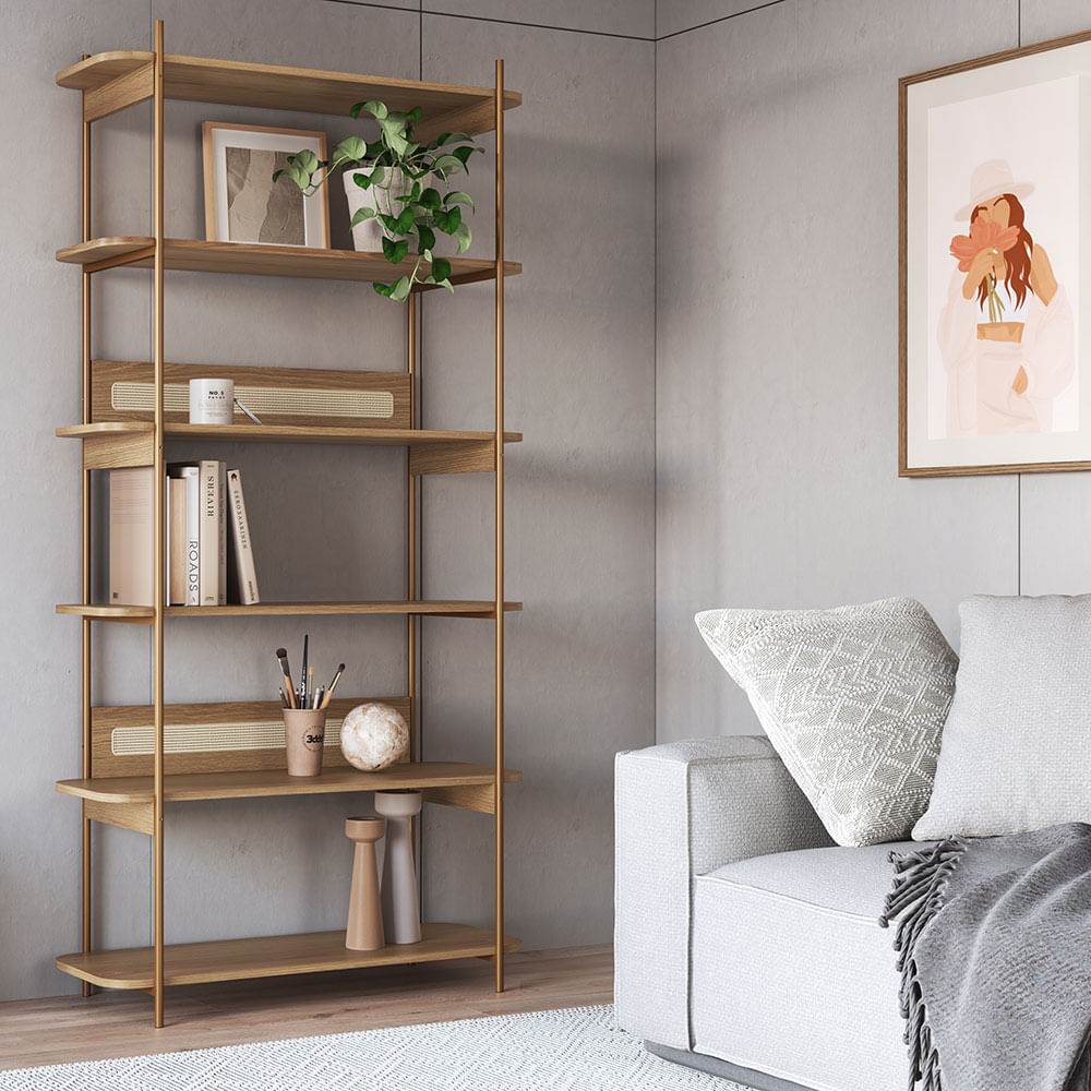 Estante Oslo Hanover e Dourado 1,80m