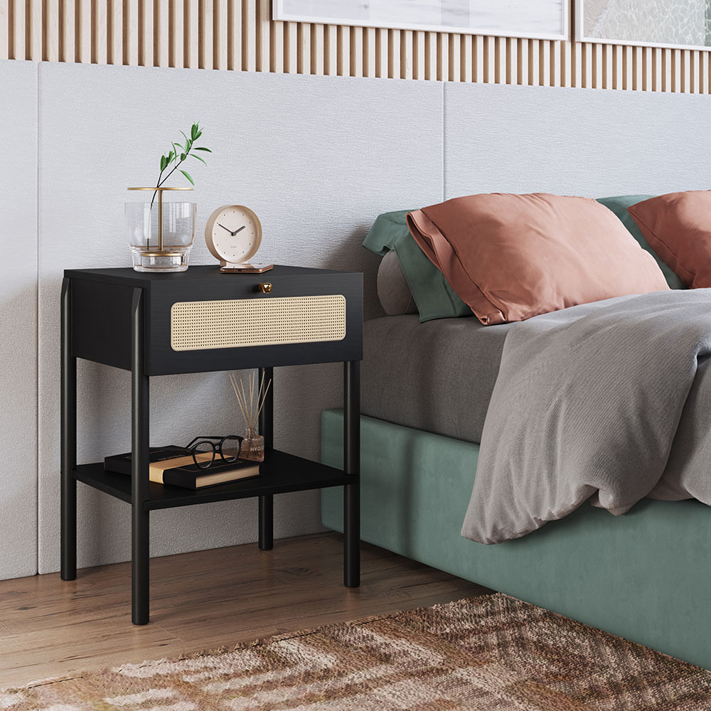 Mesa de Cabeceira Oslo com 01 Gaveta Nero
