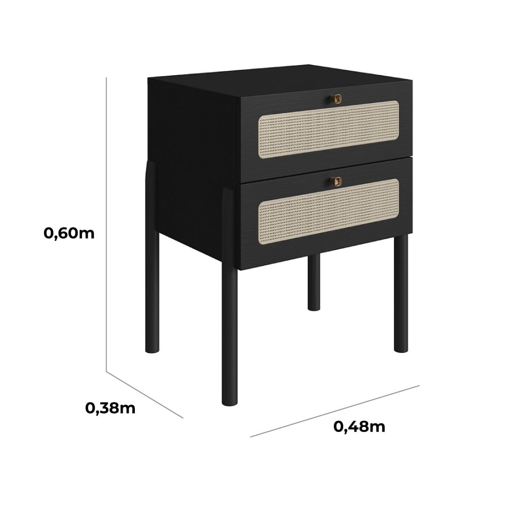 Mesa de Cabeceira Oslo com 02 Gaveta Nero - Imagem 6