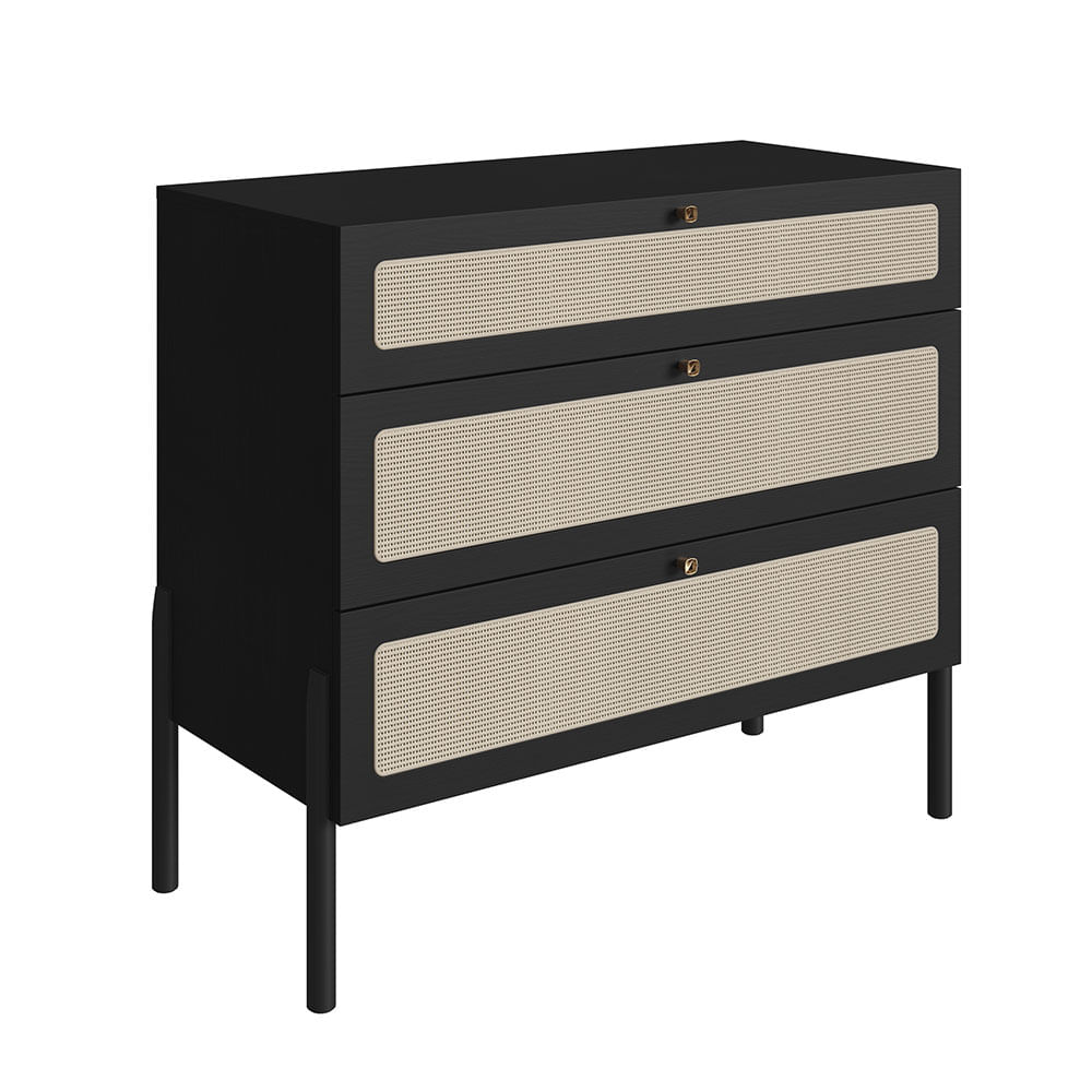 Cômoda Oslo com 03 gavetas Nero - Imagem 2