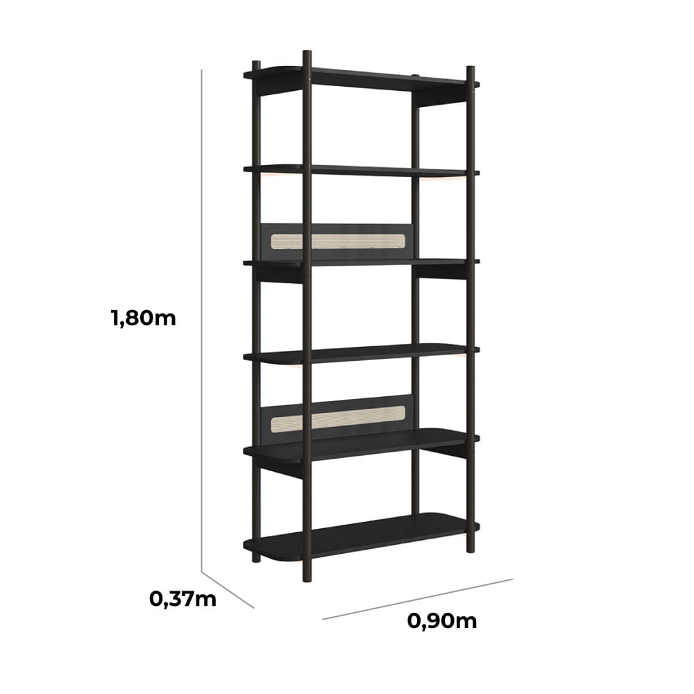 Escrivaninha e Estante Oslo Nero - Imagem 3