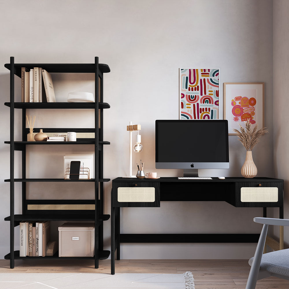 Escrivaninha e Estante Oslo Nero