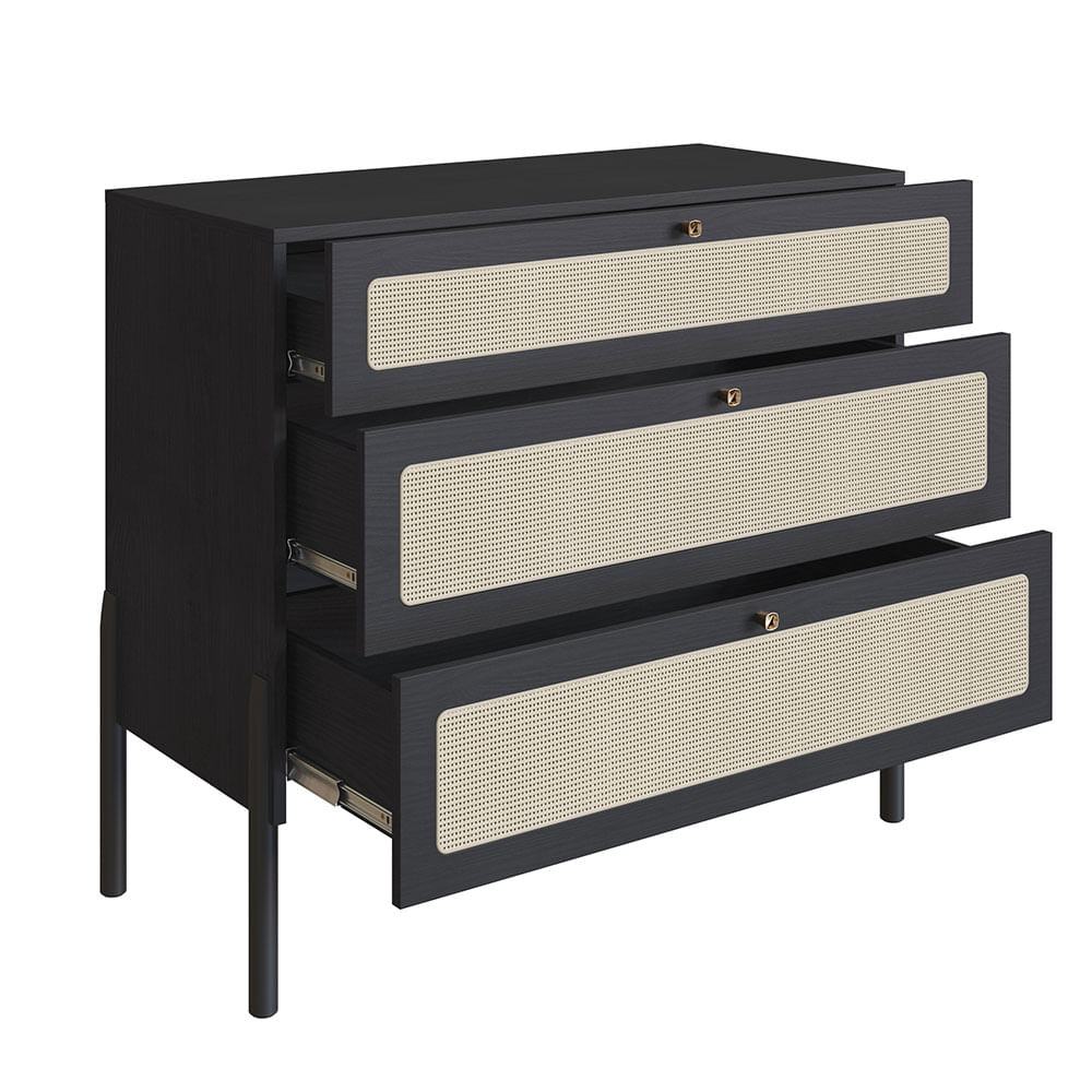 Cômoda Oslo com 03 gavetas Nero - Imagem 9