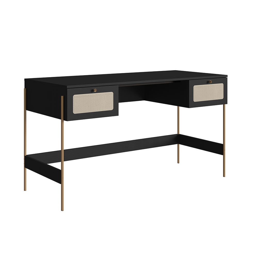 Escrivaninha e Estante Oslo Nero e Dourada - Imagem 3