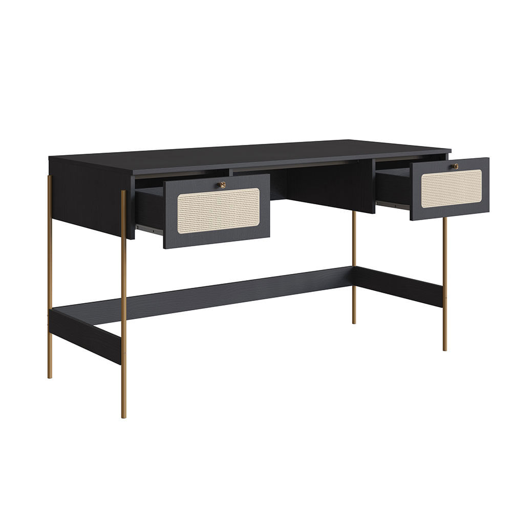 Escrivaninha e Estante Oslo Nero e Dourada - Imagem 4