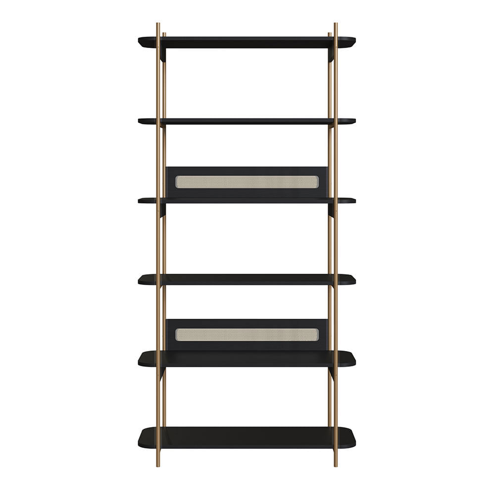 Escrivaninha e Estante Oslo Nero e Dourada - Imagem 6