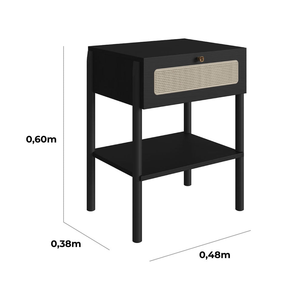 Cabeceira Solteiro e Mesa de Cabeceira 1 Gaveta Oslo Nero - Imagem 9