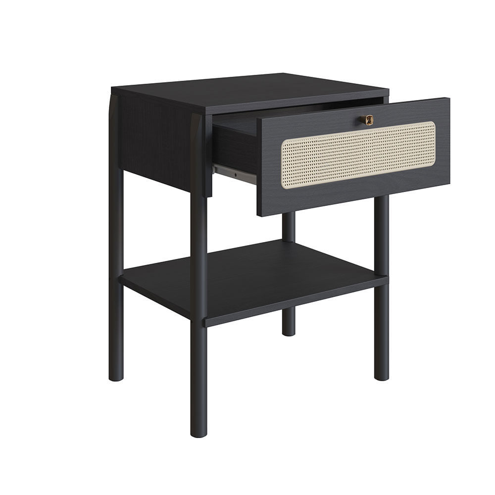 Cabeceira Casal e Mesas de Cabeceira 1 Gaveta Oslo Nero - Imagem 6