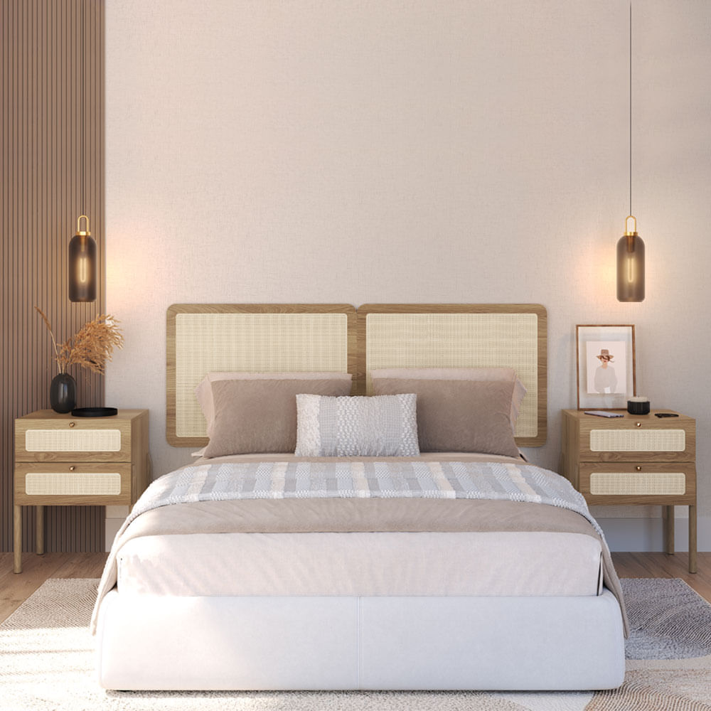 Cabeceira Casal e Mesas de Cabeceira 2 Gaveta Oslo Hanover