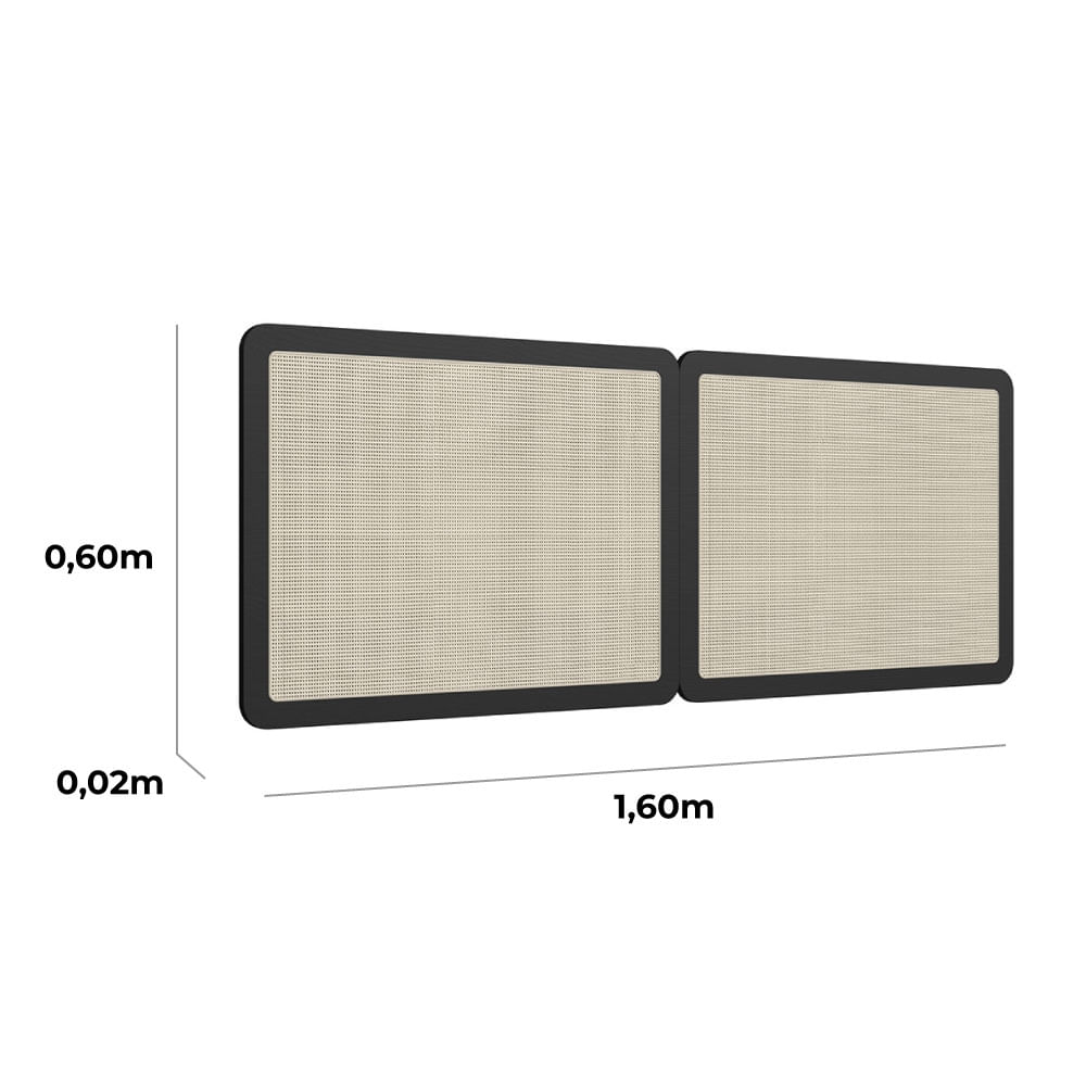 Cabeceira Casal e Mesas de Cabeceira 2 Gaveta Oslo Nero - Imagem 8