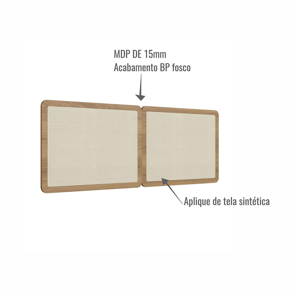 Cabeceira Casal e Mesas de Cabeceira 2 Gaveta Oslo Hanover e Dourada - Imagem 4