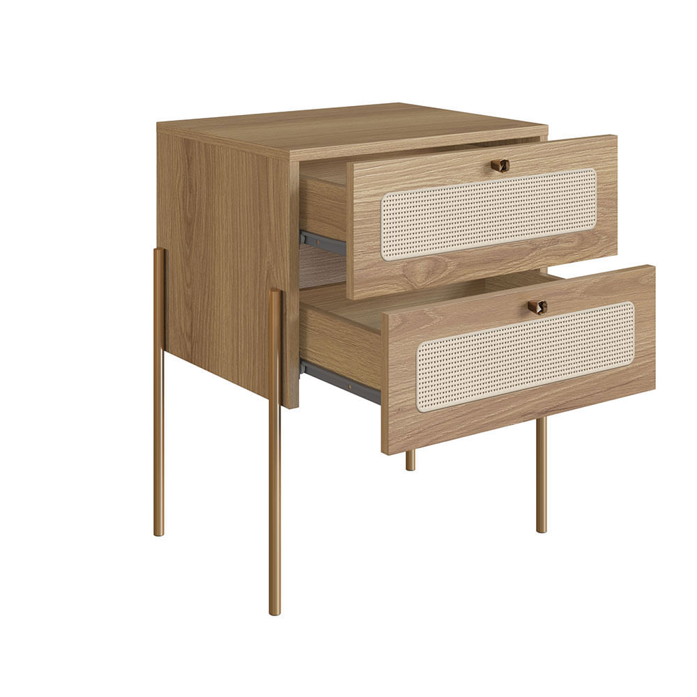 Cabeceira Casal e Mesas de Cabeceira 2 Gaveta Oslo Hanover e Dourada - Imagem 6