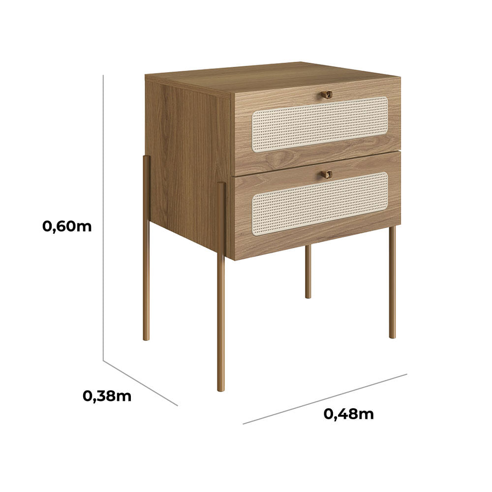 Cabeceira Casal e Mesas de Cabeceira 2 Gaveta Oslo Hanover e Dourada - Imagem 8