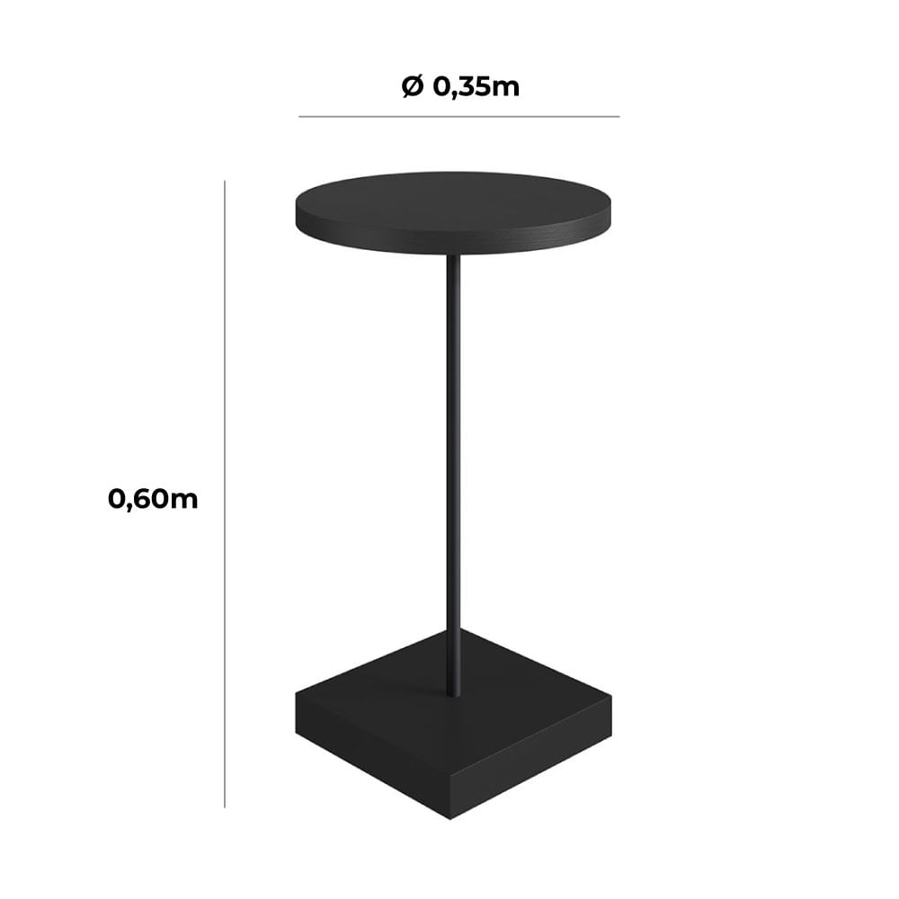 Mesa Lateral Redonda Nero e Preta 60cm - Imagem 3
