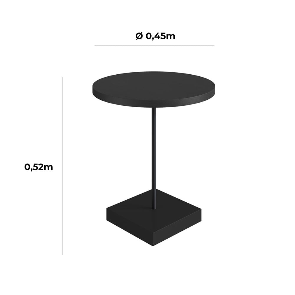 Mesa Lateral Redonda Nero e Preta 52cm - Imagem 3