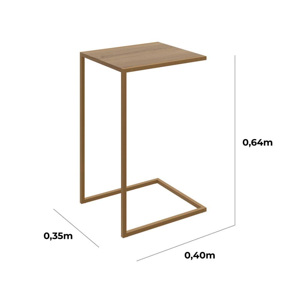 Mesa Lateral Industrial Hanover e Dourada - Imagem 3