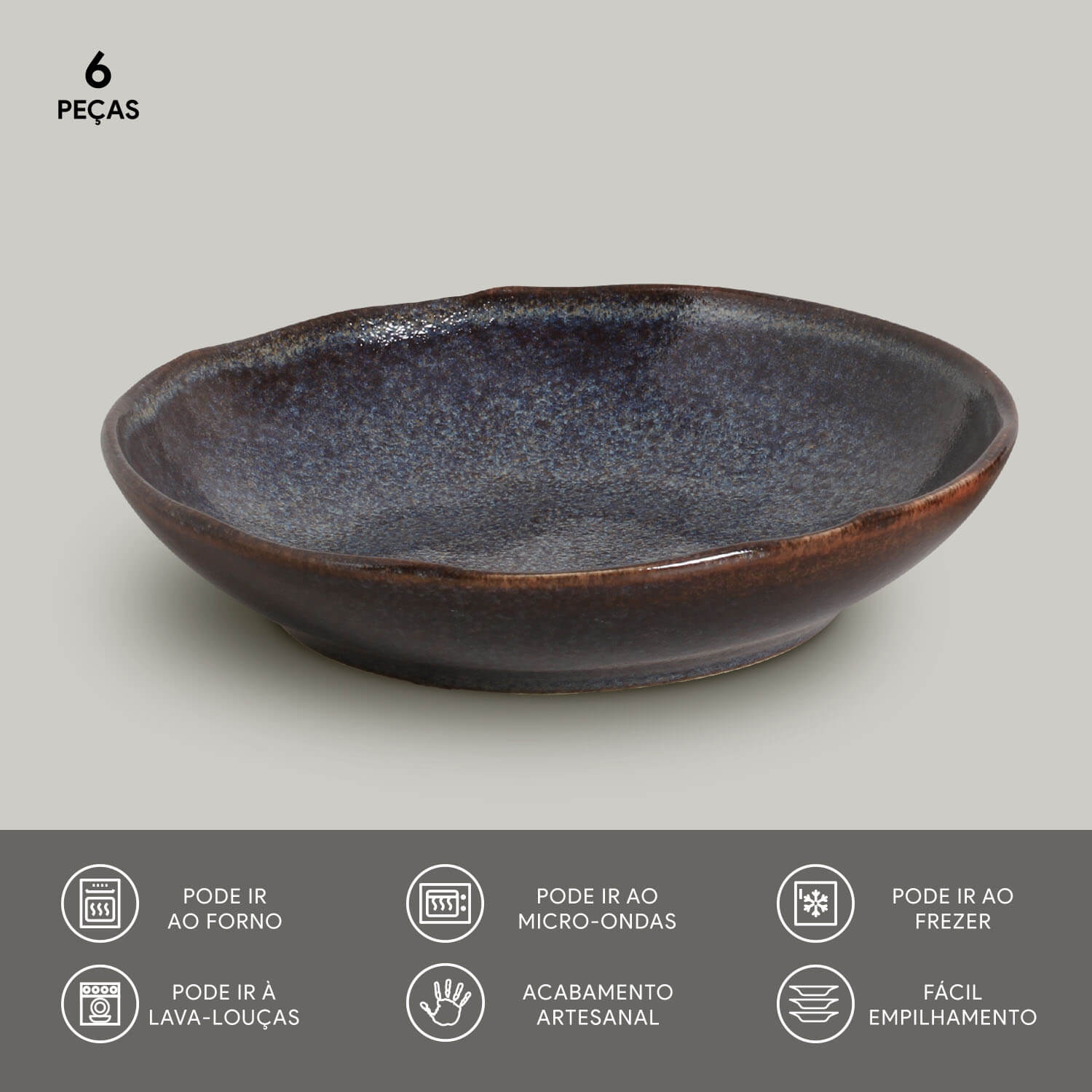 Conjunto com 6 Pratos Fundo Bio Titanium Ø25cm 1100ml - Imagem 3