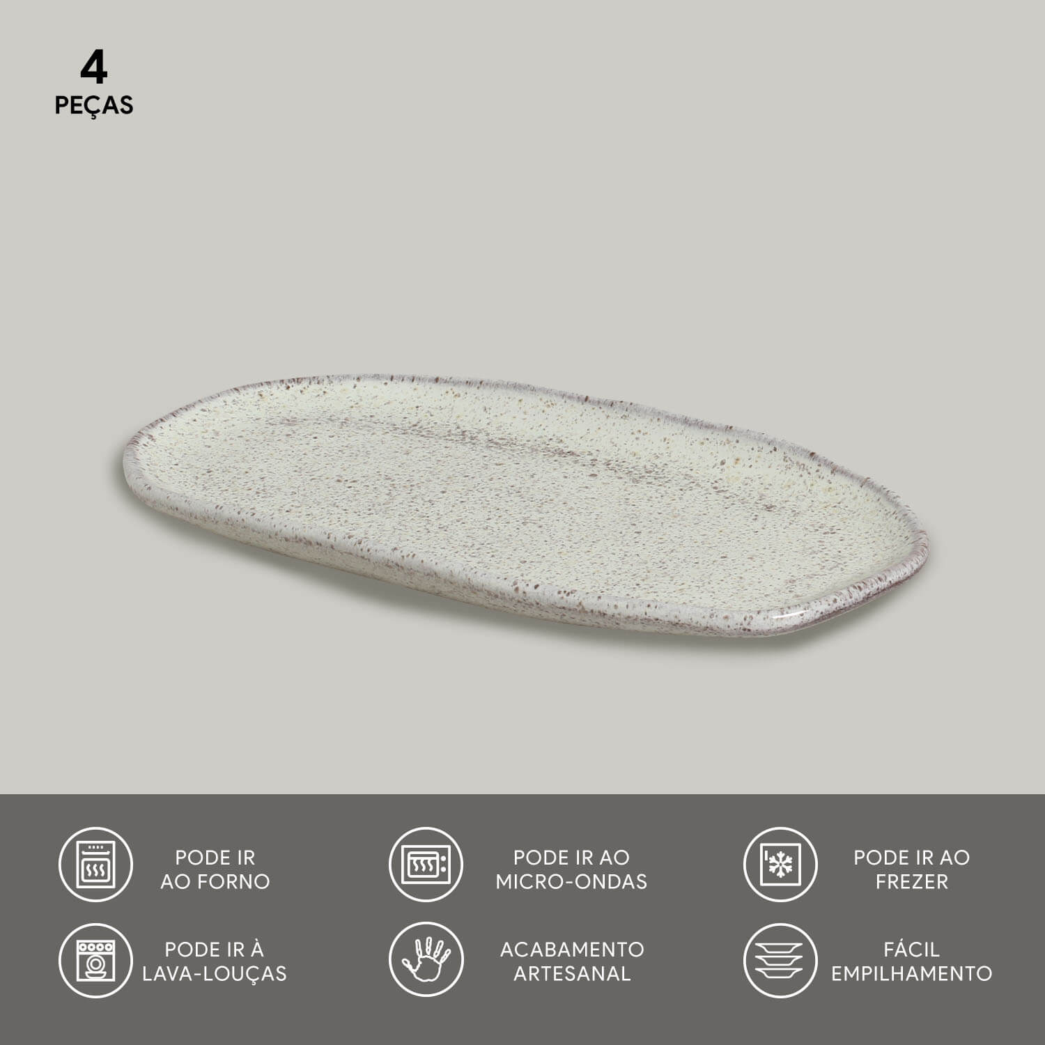 Conjunto com 4 Travessas Oval Rasa Pequena Orgânico Pistache 23x11cm - Imagem 3