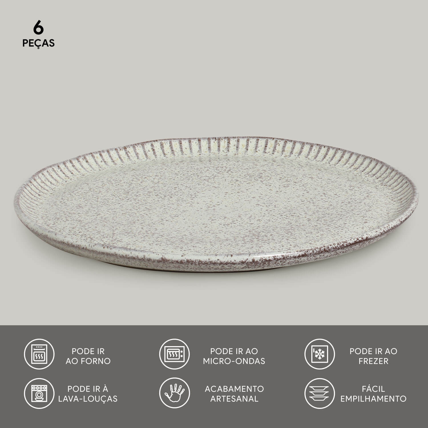 Conjunto com 6 Pratos Raso Linhas Pistache Ø27,5cm - Imagem 3