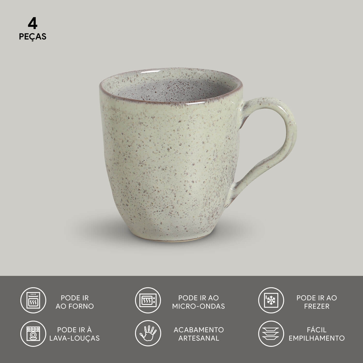 Conjunto com 4 Canecas Orgânico Pistache 273ml - Imagem 3