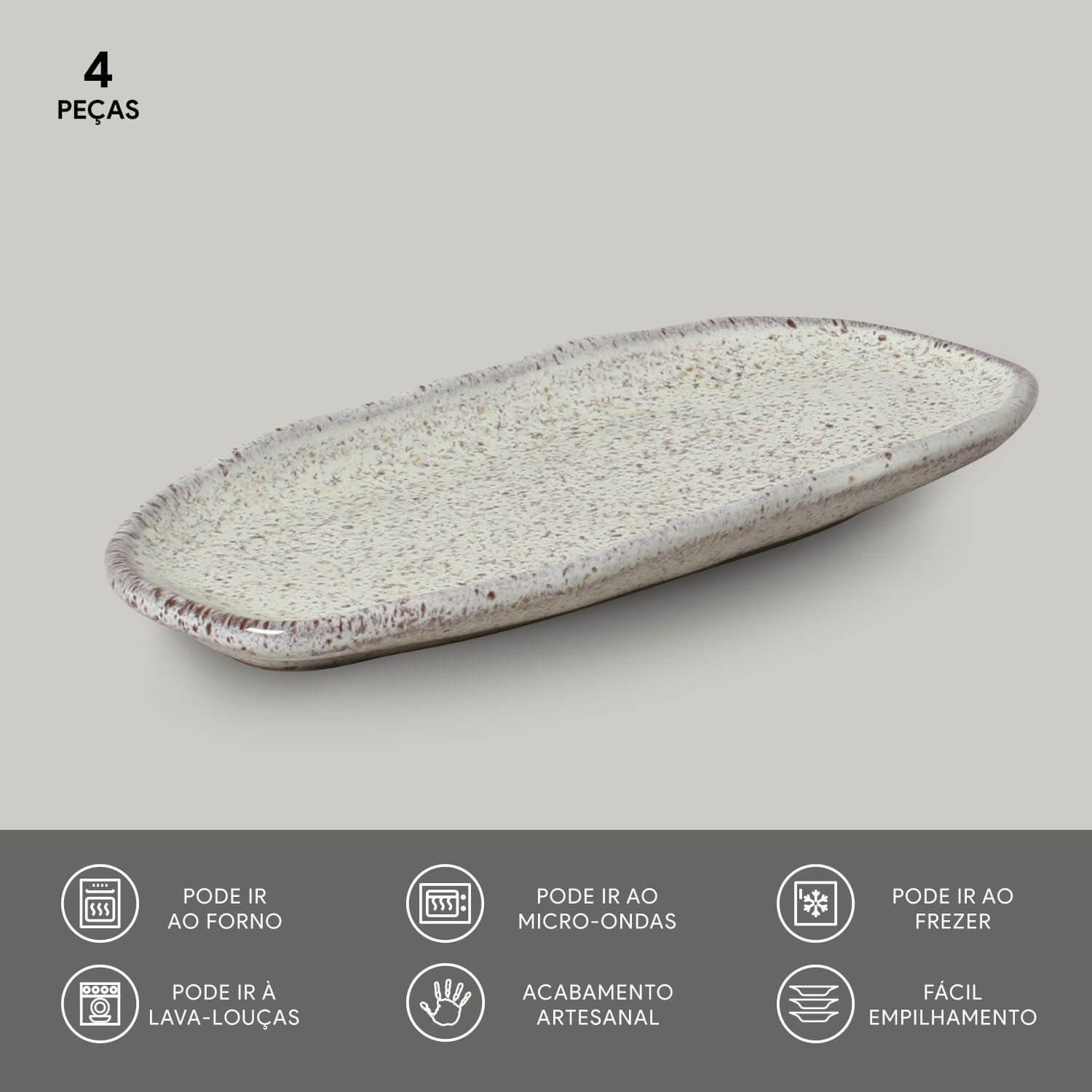 Conjunto com 4 Travessas Oval Rasa Mini Orgânico Pistache 16,5x8cm - Imagem 3