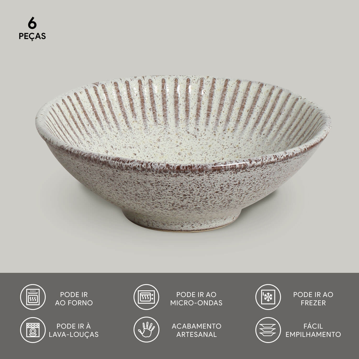 Conjunto com 6 Cumbucas Linhas Pistache Ø15x5,5cm 370ml - Imagem 3