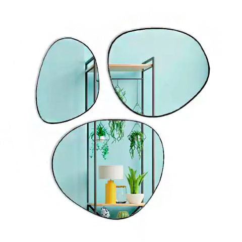 Espelho Trio composição Gota Preto 165x150cm - Imagem 2