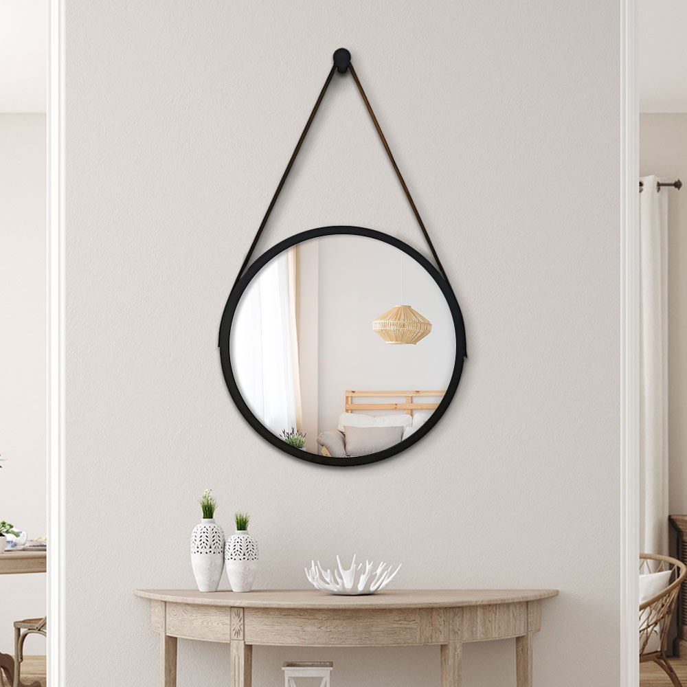 Espelho Adnet Metal Preto 65cm