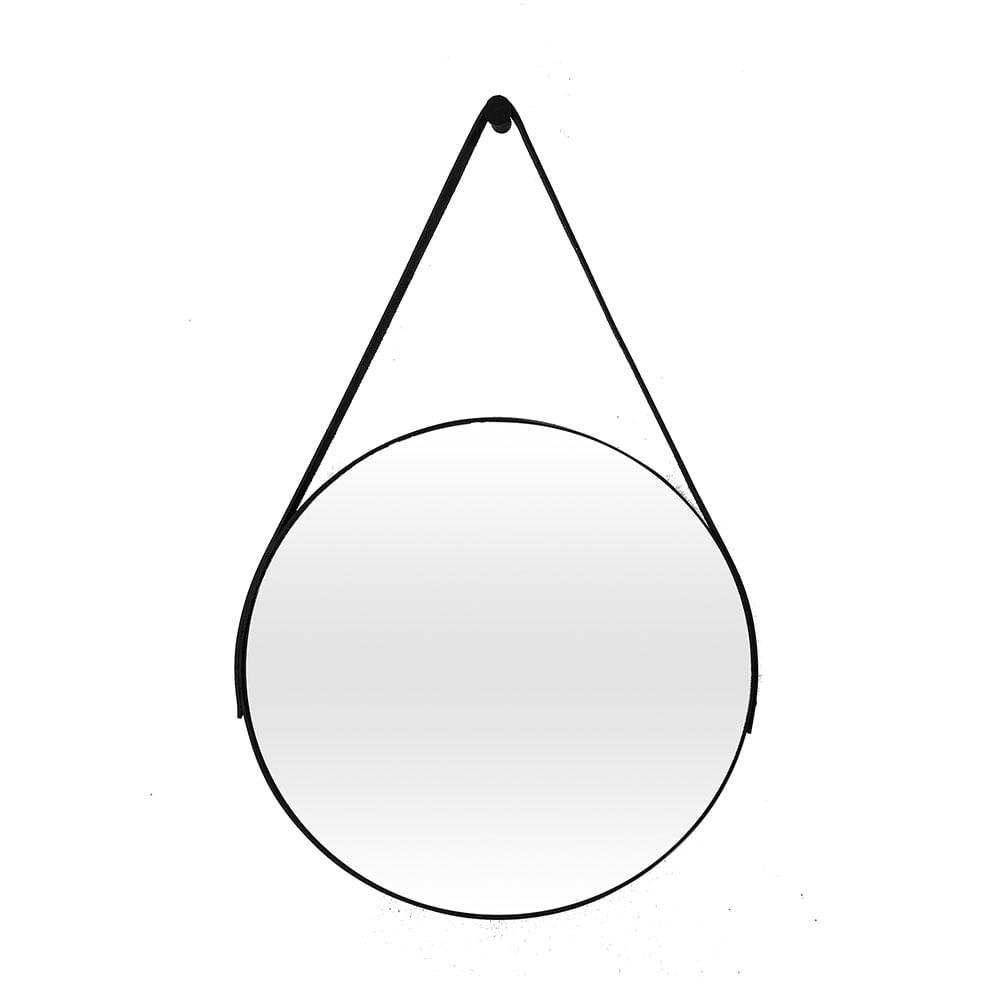 Espelho Adnet em Couro 50cm + Suporte Preto - Imagem 2