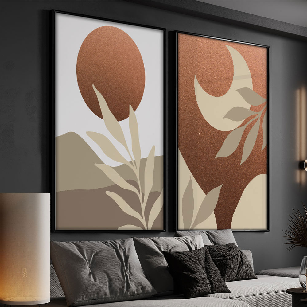 Quadro Decorativo 2 Telas Natural Serrana 60x90 Moldura Preta com vidro