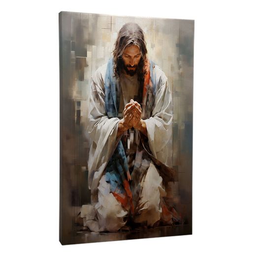 Quadro-Decorativo-Jesus-em-Oracao-Moldura-Natural-com-vidro-60x90