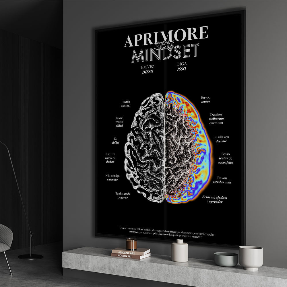 Quadro Decorativo Mindset Moldura Preta com vidro 60x90