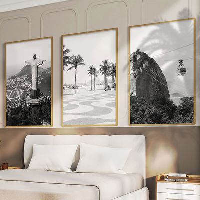 Quadro-Decorativo-3-Telas-Rio-de-Janeiro-PB-40x60-Moldura-Natural-sem-vidro