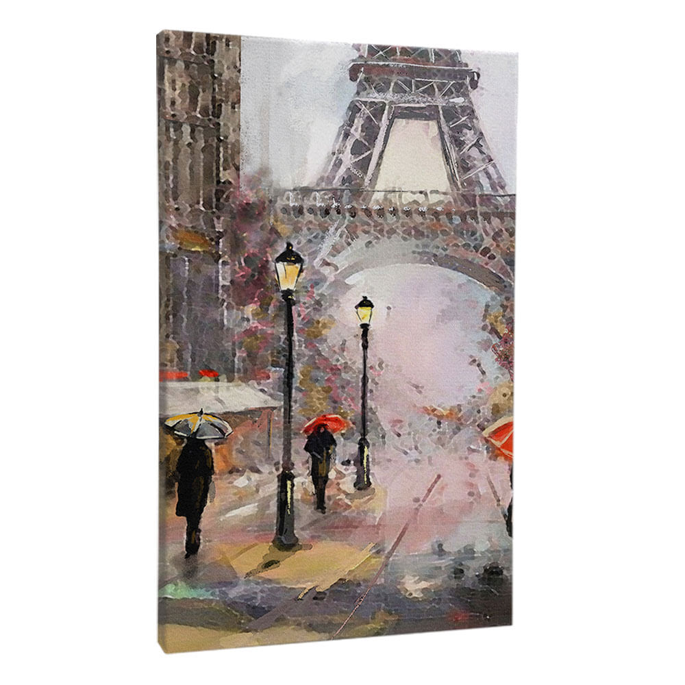 Quadro Decorativo Cidade Paris Pintura II Moldura Natural com vidro 60x90 - Imagem 2
