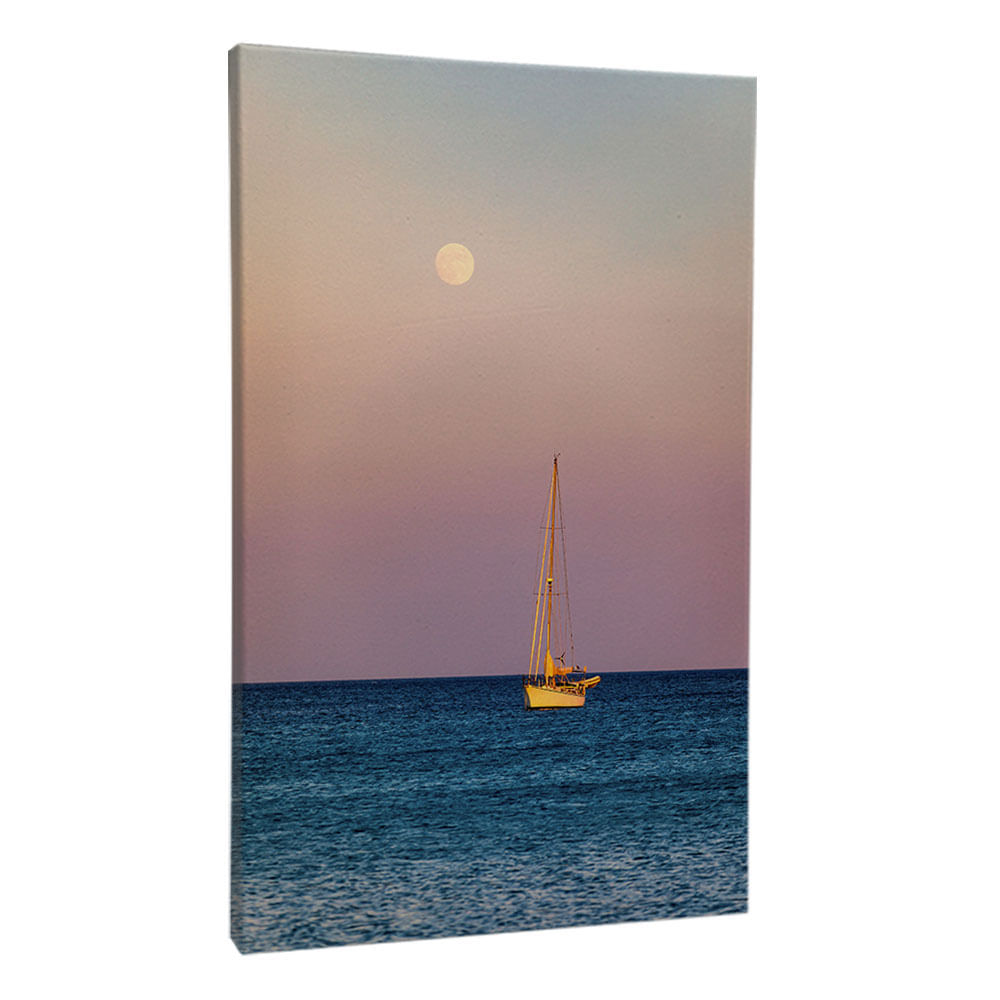 Quadro Decorativo Mar Paisagem Natureza Veleiro I Moldura Natural com vidro 60x90 - Imagem 2