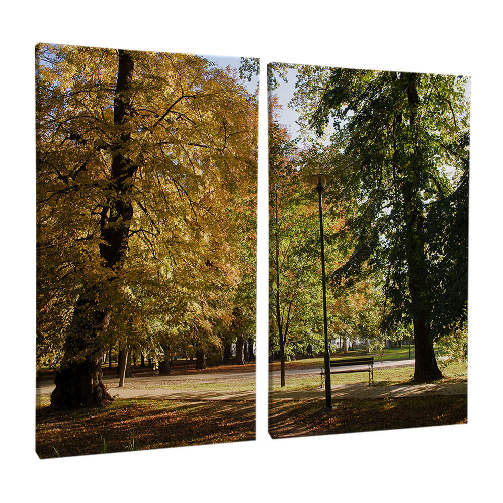 Quadro Decorativo 2 Telas Árvores I 60x90 Moldura Preta com vidro - Imagem 2
