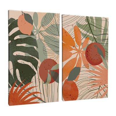 Quadro-Decorativo-2-Telas-Floral-Minimalista-VI-60x90-Moldura-Preta-com-vidro