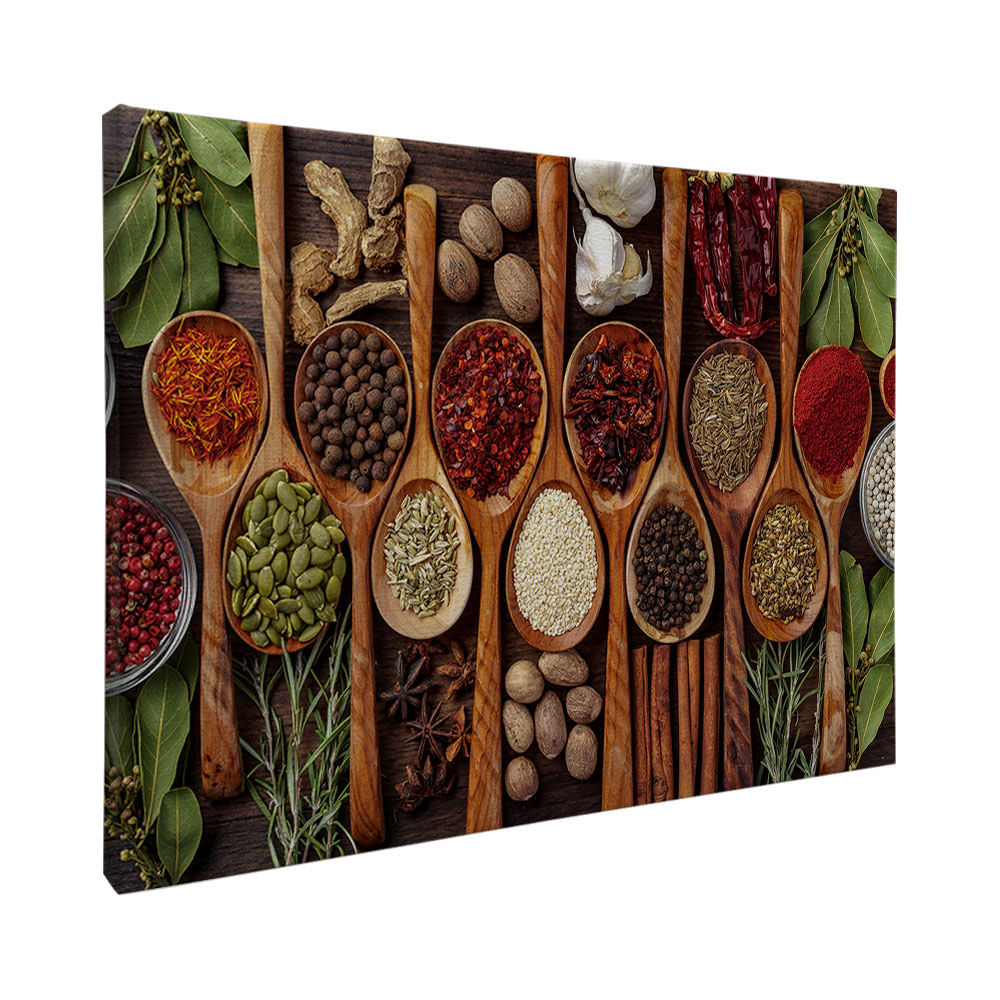 Quadro Decorativo Cozinha Temperos I Moldura Preta com vidro 90x60 - Imagem 2