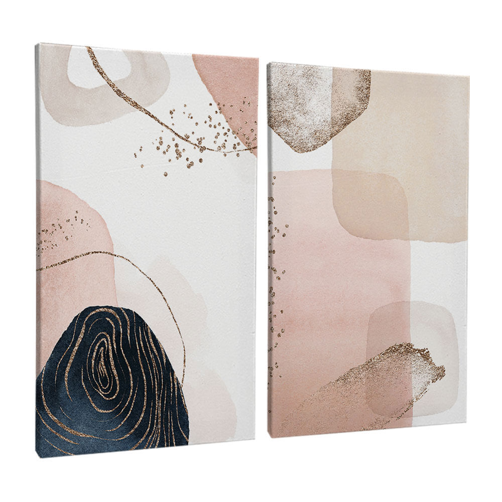 Quadro Decorativo 2 Telas Composição XIII 40X60 Moldura Preto sem vidro - Imagem 2