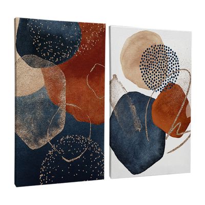 Quadro-Decorativo-2-Telas-decorativo-Telas-Abstrato-XVII-60x90-Moldura-Preta-com-vidro