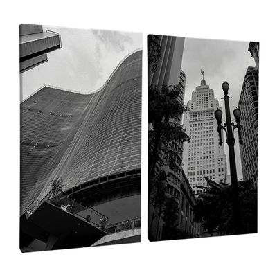 Quadro-Decorativo-2-Telas-Cidades-Sao-Paulo-Preto-e-Branco-40X60-Moldura-Preto-sem-vidro